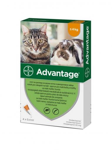 Advantage Spot-on 40 mg pro malé kočky a králíky 4x0,4 ml