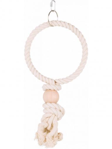 Trixie Závěsný bavlněný kruh s dřevěnou koulí 16 cm