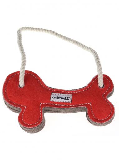 animALL Hračka Kost přetahovadlo natural kůže podložená plstí 10x19 cm