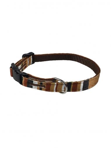 BafPet Obojek popruh PROUŽKY hnědý 18-26 cm/10 mm