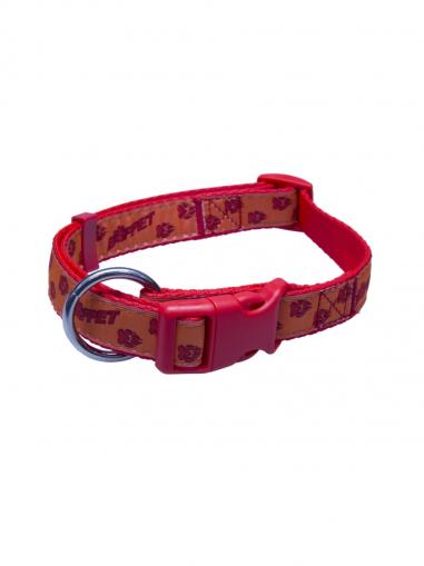 BafPet Obojek popruh TLAPKY červený 30-50 cm/15 mm