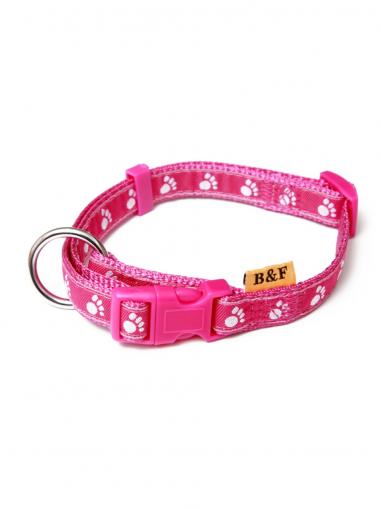 BafPet Obojek popruh TLAPKY fuchsie 20-35 cm/10 mm
