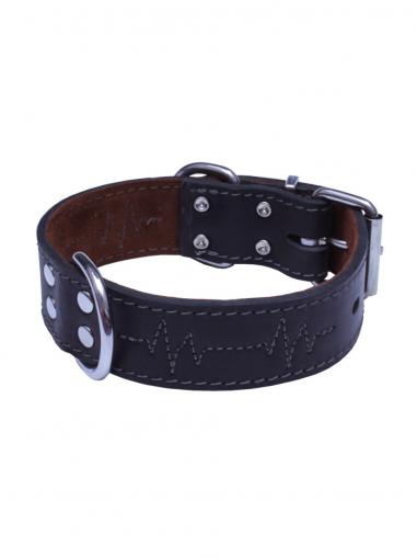 BafPet Obojek z maštěné kůže EKG černý 70 cm/40 mm