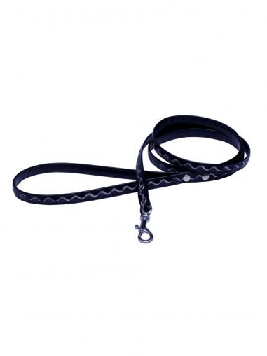 BafPet Vodítko koženka VLNKY černé 120 cm/12 mm