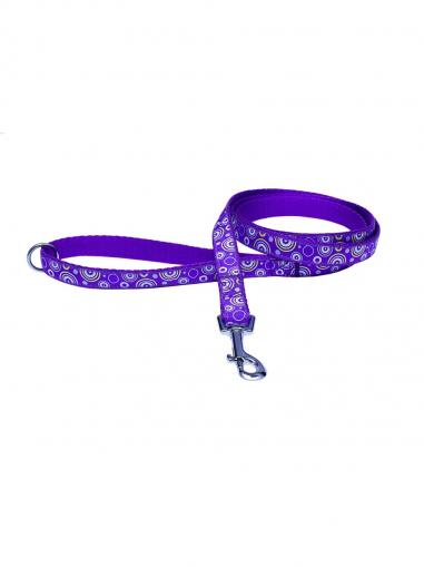 BafPet Vodítko popruh KROUŽKY fialové 150 cm/15 mm