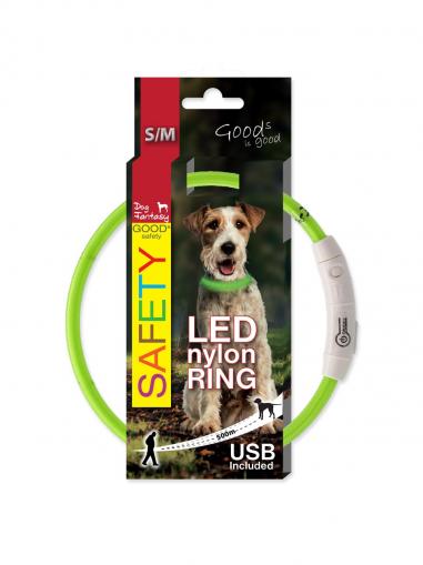 Dog Fantasy Obojek LED nylon S/M zelený 45 cm