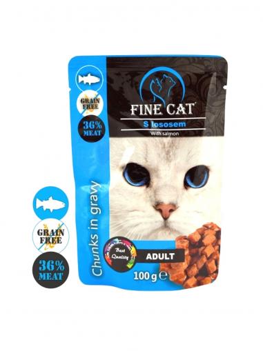 Fine Cat kapsička grain-free Adult losos v omáčce 100 g