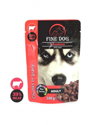 Fine Dog kapsička adult hovězí v omáčce 100 g