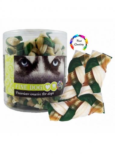 Fine Dog Splétaný copánek mint 40 ks