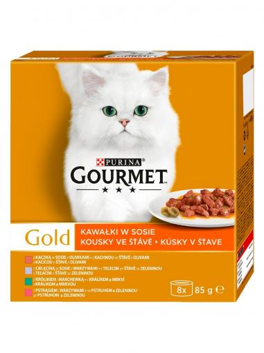 Gourmet Gold cat multipack kousky se zeleninou ve šťávě 8x85 g