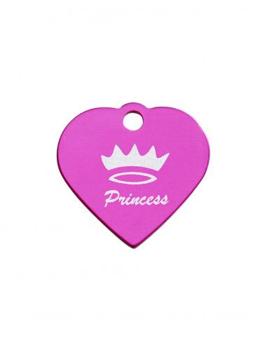 Psí známka Srdce velké růžové - Princess 37x29 mm