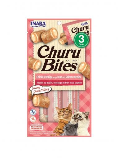 Inaba Churu Cat Bites Chicken Wraps Tuna with Salmon purée 3x10 g