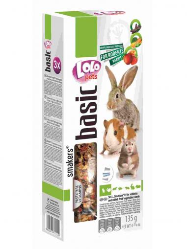 LOLOPets Smakers 3v1 klasy ovoce/zelenina/carob pro hlodavce 135 g