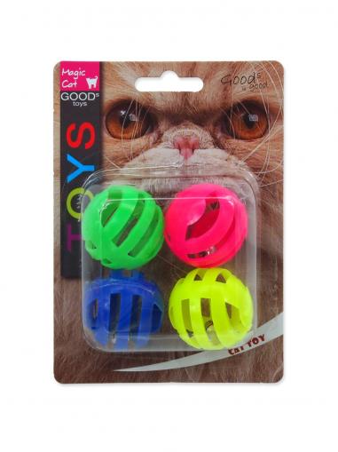 Magic Cat Hračka míček děrovaný plast se zvukem 3.75 cm 4 ks