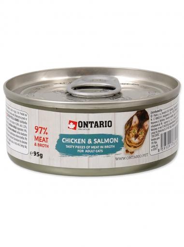Ontario konzerva Chicken Pieces+Salmon 95 g