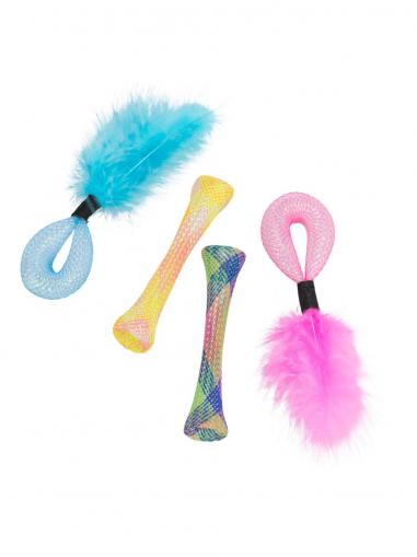 Trixie Set 4 ks trubiček s peřím 15 cm