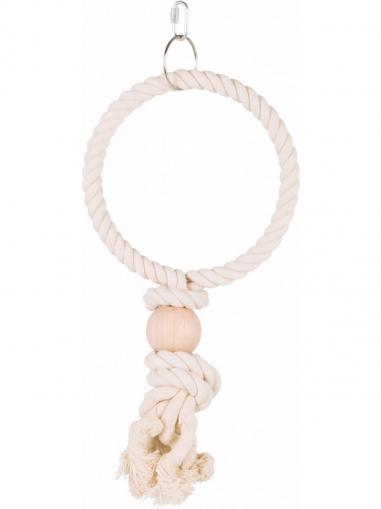 Trixie Závěsný bavlněný kruh s dřevěnou koulí 16 cm