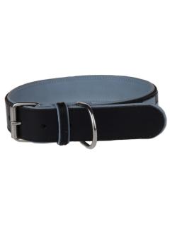 animALL Obojek kožený s motivem černý/modrý 70 cm/40 mm